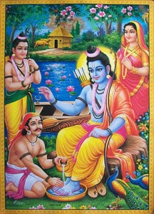 Shri Ram ke charan dhote hue Kevat